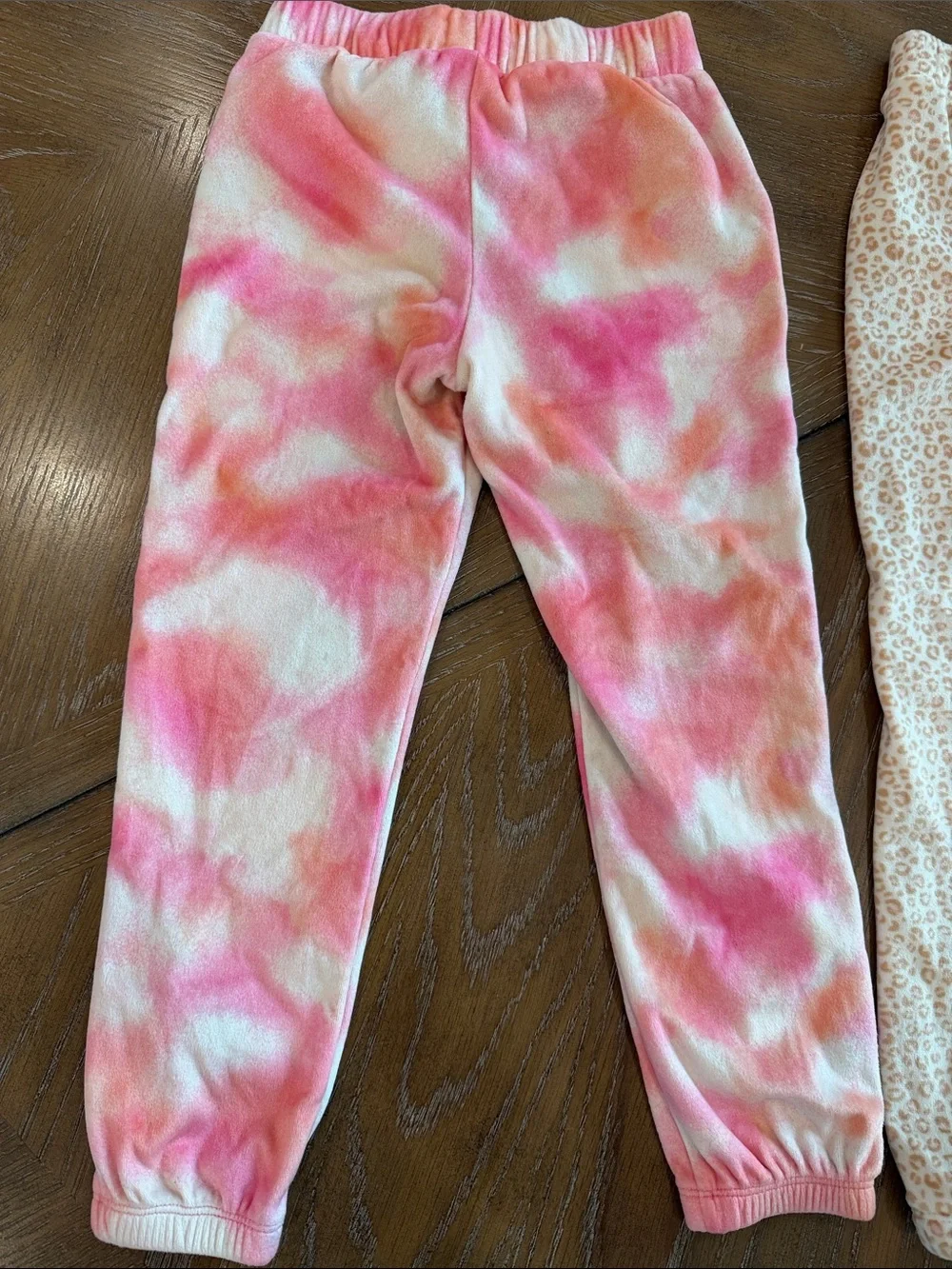 Cat & Jack Pink Tie-Dye and Cream Leopard Ruffle Pajama Set Duo